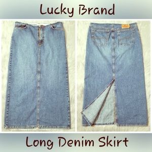 Lucky brand long denim maxi skirt!